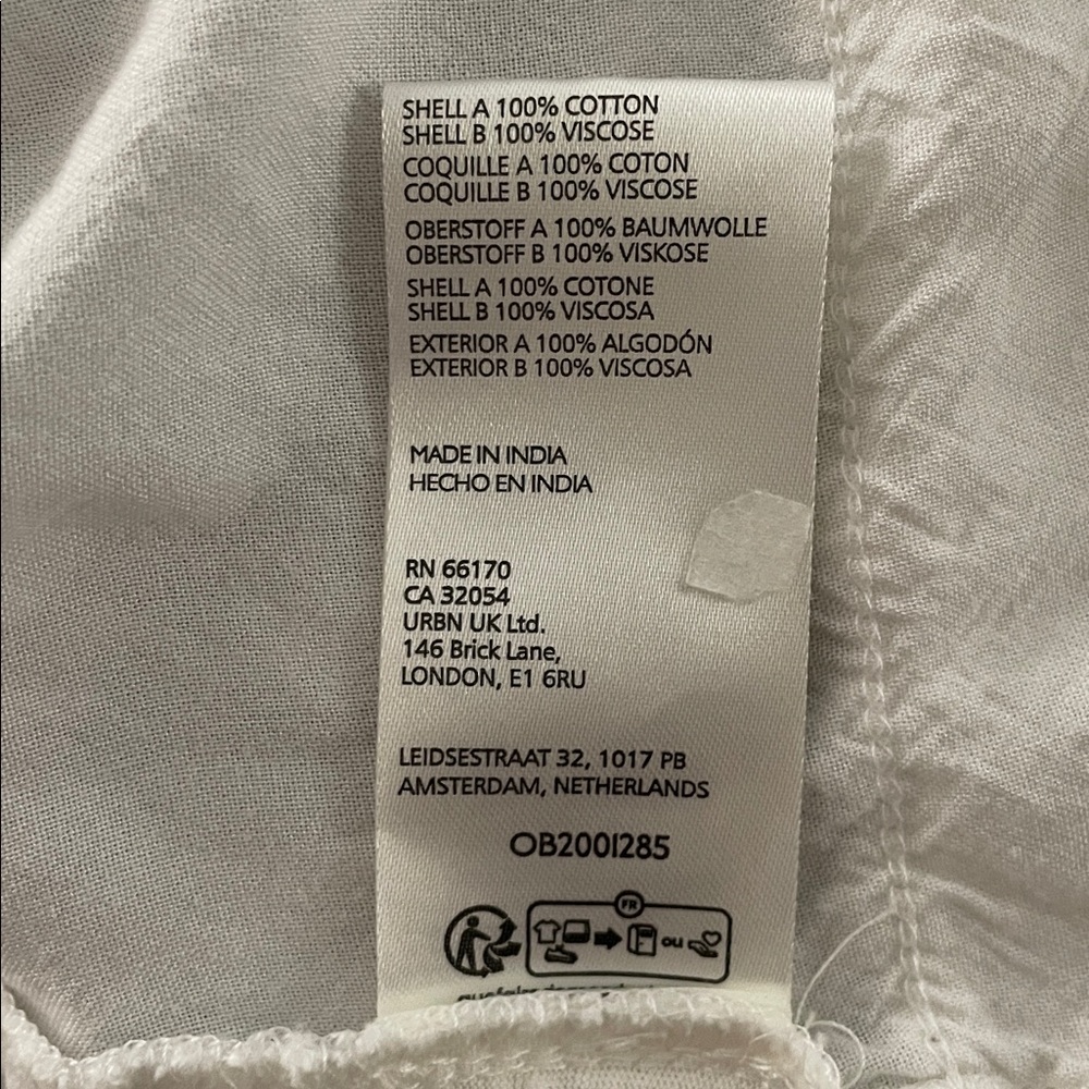 Anthropologie Smocked V-Neck Swing Top White XS Boho Oversized Cropped Relaxed - Picture 6 of 6